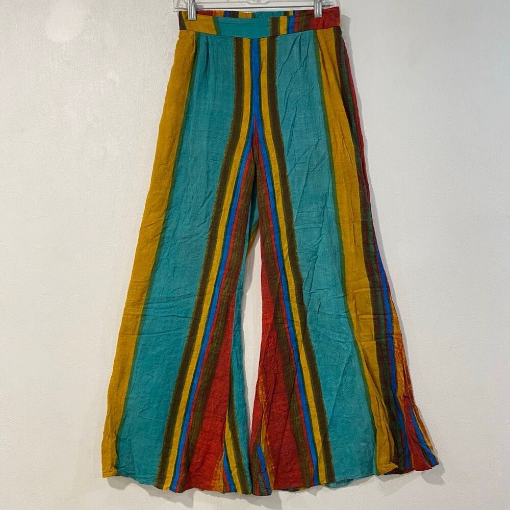Cider Medium Multicolor Striped Wide Leg Pants Boho Festival Palazzo